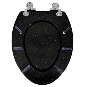 Home+Solutions Deluxe Resin Black Shimmer Decorative Elongated Toilet Seat with Slow Close Chrome Hinges
