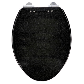 Home+Solutions Deluxe Resin Black Shimmer Decorative Elongated Toilet Seat with Slow Close Chrome Hinges