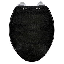 Load image into Gallery viewer, Home+Solutions Deluxe Resin Black Shimmer Decorative Elongated Toilet Seat with Slow Close Chrome Hinges