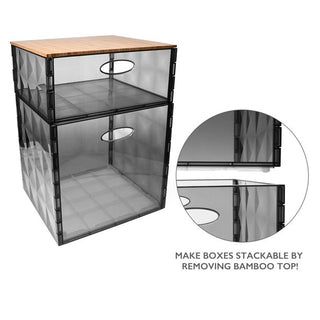 Home+Solutions Plastic and Bamboo White Large Crystal Bin - Multipurpose Storage Container