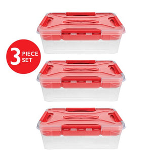 Home+Solutions 3 Piece Container Set - Small Red Plastic Containers, 15.35‚Äùx11.42‚Äùx5‚Äù Each