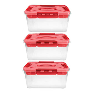 Home+Solutions 3 Piece Container Set - Large Red Plastic Containers, 15.35‚Äùx11.42‚Äùx7‚Äù Each