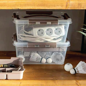 Home+Solutions 3 Piece Container Set - Large Stone Plastic Containers, 15.35”x11.42”x7” Each