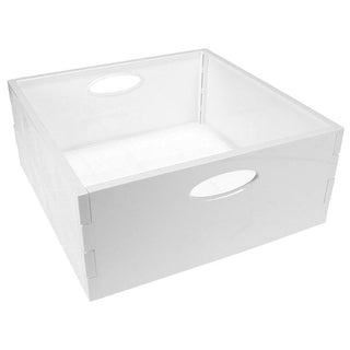 Home+Solutions Plastic and Bamboo White Medium Crystal Bin - Multipurpose Storage Container