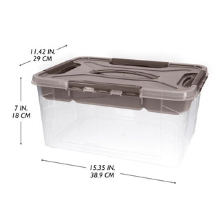 Home+Solutions 3 Piece Container Set - Large Stone Plastic Containers, 15.35‚Äùx11.42‚Äùx7‚Äù Each