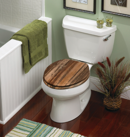 Home Solutions Round Distressed Wood Decorative Toilet Seat