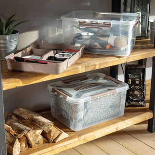 Home+Solutions 3 Piece Container Set - Small Stone Plastic Containers, 15.35‚Äùx11.42‚Äùx5‚Äù Each