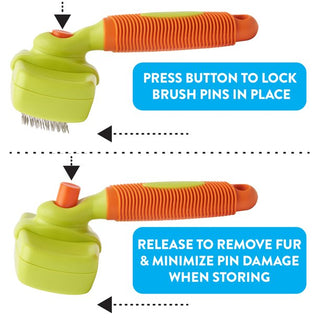 Fresh Pals Self-Cleaning Retractable Dog and Pet Brush, Small