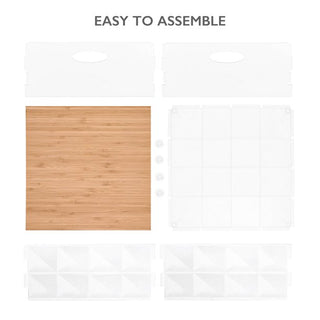 Home+Solutions Plastic and Bamboo White Large Crystal Bin - Multipurpose Storage Container