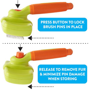 Fresh Pals Self-Cleaning Retractable Dog and Pet Brush, Large