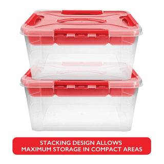 Home+Solutions 3 Piece Container Set - Large Red Plastic Containers, 15.35‚Äùx11.42‚Äùx7‚Äù Each