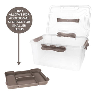 Home+Solutions 3 Piece Container Set - Large Stone Plastic Containers, 15.35‚Äùx11.42‚Äùx7‚Äù Each