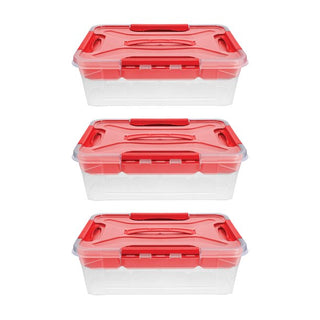 Home+Solutions 3 Piece Container Set - Small Red Plastic Containers, 15.35‚Äùx11.42‚Äùx5‚Äù Each